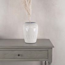 White Ceramic Vase with Cement Rim by Biggie Best
